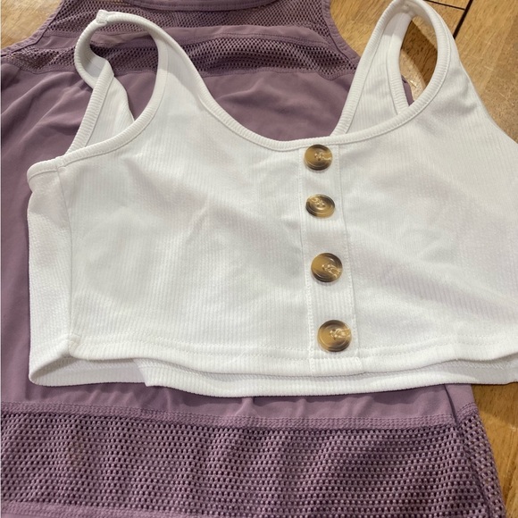 Beautiful crop top and tank top size L white and purple color - Picture 3 of 7